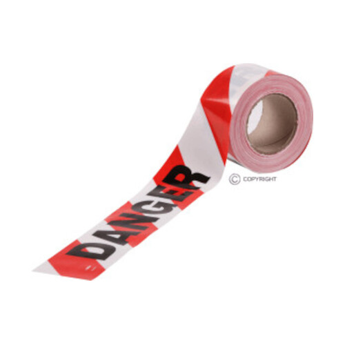 WORKWEAR, SAFETY & CORPORATE CLOTHING SPECIALISTS 75mm x 100mtr - Barrier Tape - Red/White - Danger