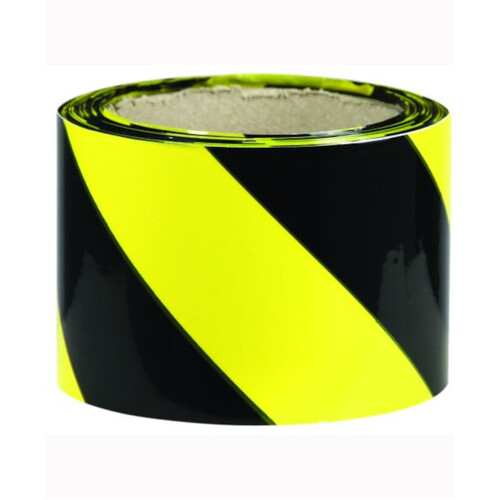 WORKWEAR, SAFETY & CORPORATE CLOTHING SPECIALISTS - 75mm x 100mtr - Barrier Tape - Black and Yellow