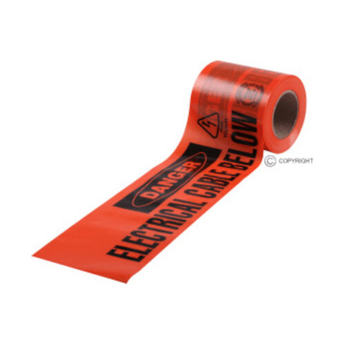 WORKWEAR, SAFETY & CORPORATE CLOTHING SPECIALISTS - 150mm x 500mtr - Non-Detectable Underground Barrier Tape - (Black on Orange) Danger Electrical Cable Below