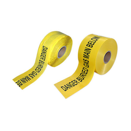 WORKWEAR, SAFETY & CORPORATE CLOTHING SPECIALISTS - 150mm x 500mtr - Non-Detectable Underground Barrier Tape - (Black on Yellow) Danger Buried Main Below, Gas