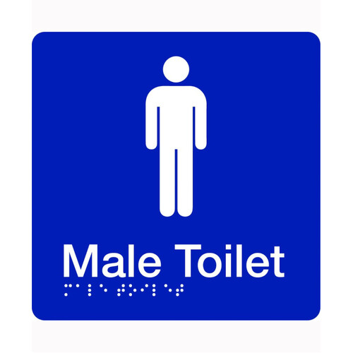 WORKWEAR, SAFETY & CORPORATE CLOTHING SPECIALISTS - 180x220mm - Braille - Blue PVC - Male Toilet