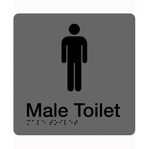 WORKWEAR, SAFETY & CORPORATE CLOTHING SPECIALISTS - 180x220mm - Braille - Silver PVC - Male Toilet