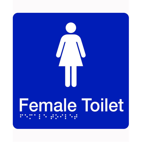 WORKWEAR, SAFETY & CORPORATE CLOTHING SPECIALISTS - 180x220mm - Braille - Blue PVC - Female Toilet