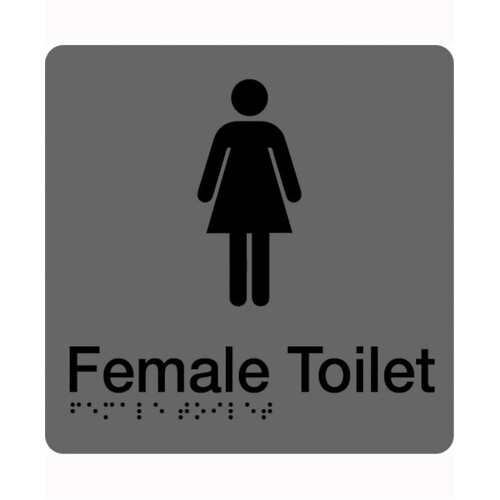 WORKWEAR, SAFETY & CORPORATE CLOTHING SPECIALISTS - 180x220mm - Braille - Silver PVC - Female Toilet