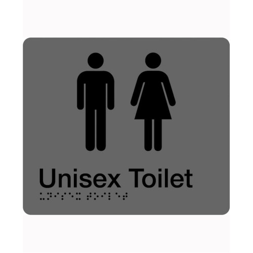 WORKWEAR, SAFETY & CORPORATE CLOTHING SPECIALISTS - 180x220mm - Braille - Silver PVC - Unisex Toilet