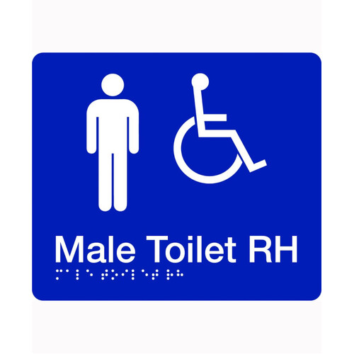 WORKWEAR, SAFETY & CORPORATE CLOTHING SPECIALISTS - 180x220mm - Braille - Blue PVC - Male Accessible Toilet (Left  Hand)