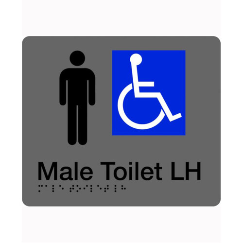 WORKWEAR, SAFETY & CORPORATE CLOTHING SPECIALISTS 180x220mm - Braille - Silver PVC - Male Accessible Toilet (Left Hand)