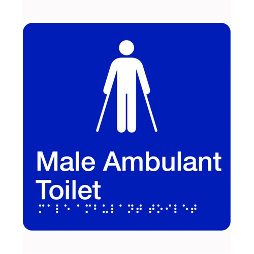 WORKWEAR, SAFETY & CORPORATE CLOTHING SPECIALISTS - 180x220mm - Braille - Blue PVC - Male Ambulant Toilet