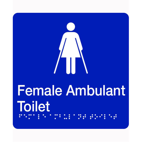 WORKWEAR, SAFETY & CORPORATE CLOTHING SPECIALISTS - 180x220mm - Braille - Blue PVC - Female Ambulant Toilet