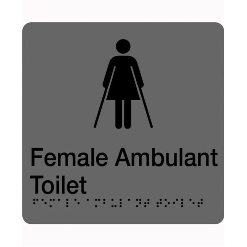 WORKWEAR, SAFETY & CORPORATE CLOTHING SPECIALISTS - 180x220mm - Braille - Silver PVC - Female Ambulant Toilet