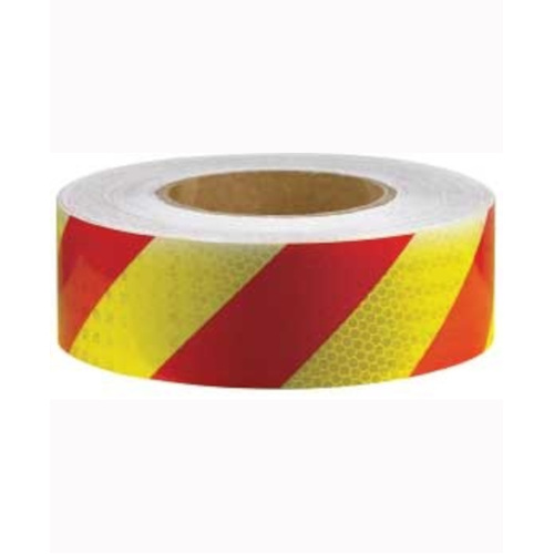 WORKWEAR, SAFETY & CORPORATE CLOTHING SPECIALISTS - 50mm x 45.7mtr - Class 1 Reflective Tape - Red/Yellow