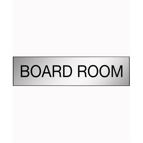 WORKWEAR, SAFETY & CORPORATE CLOTHING SPECIALISTS - 200x50mm - Engraved Label - Black/Brushed Aluminium Traffilite - Adhesive Backed - Board Room