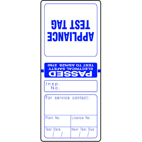 WORKWEAR, SAFETY & CORPORATE CLOTHING SPECIALISTS - Blue Electrical Test Tags (Pkt 100)
