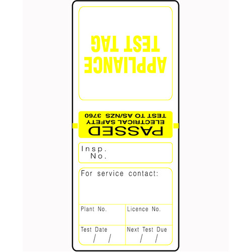 WORKWEAR, SAFETY & CORPORATE CLOTHING SPECIALISTS Yellow Electrical Test Tags (Pkt 100)