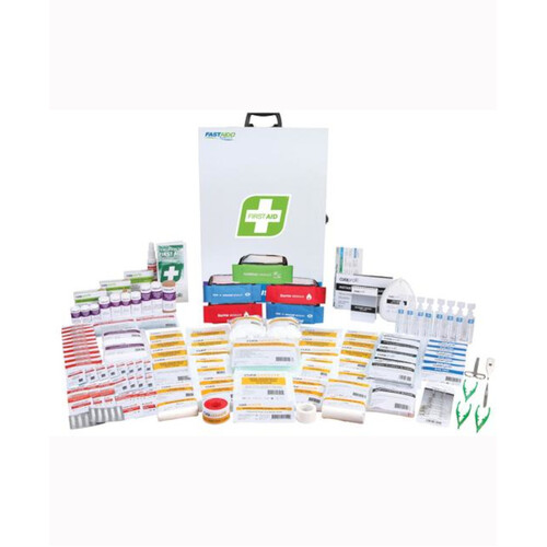 WORKWEAR, SAFETY & CORPORATE CLOTHING SPECIALISTS Deluxe Work 6 First Aid Kit - Metal Wall Mountable Cabinet