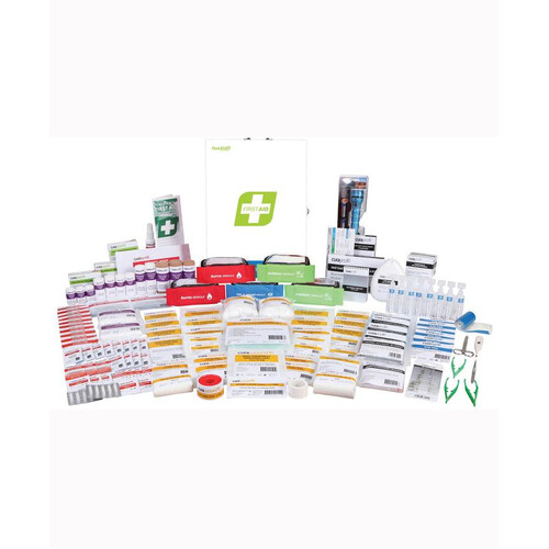 WORKWEAR, SAFETY & CORPORATE CLOTHING SPECIALISTS - FIRST AID KIT, R4, REMOTE AREA MEDIC KIT, METAL WALL MOUNT (Covers 1-50 persons in a high risk remot