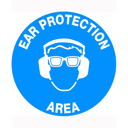 WORKWEAR, SAFETY & CORPORATE CLOTHING SPECIALISTS 400mm - Self Adhesive, Anti-slip, Floor Graphics - Ear Protection Area