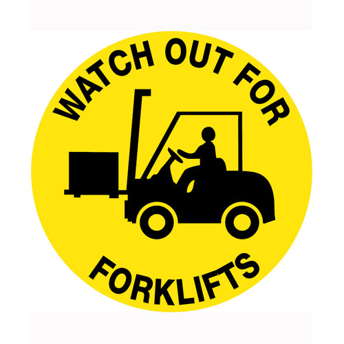 WORKWEAR, SAFETY & CORPORATE CLOTHING SPECIALISTS - 400mm - Self Adhesive, Anti-slip, Floor Graphics - Watch Out for Forklifts