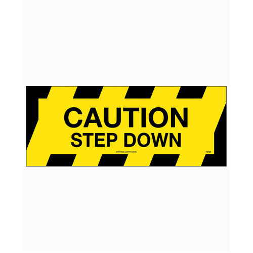 WORKWEAR, SAFETY & CORPORATE CLOTHING SPECIALISTS 450x180mm - Self Adhesive, Anti-Slip Floor Graphics - Caution Step Down