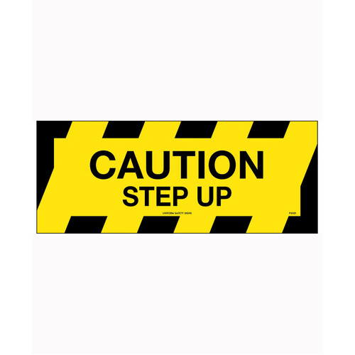 WORKWEAR, SAFETY & CORPORATE CLOTHING SPECIALISTS 450x180mm - Self Adhesive, Anti-Slip Floor Graphics - Caution Step Up