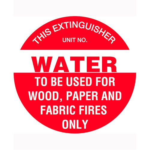 WORKWEAR, SAFETY & CORPORATE CLOTHING SPECIALISTS - 225x225mm - Poly - Off Wall - Fire Extinguisher Marker - Water (Red)