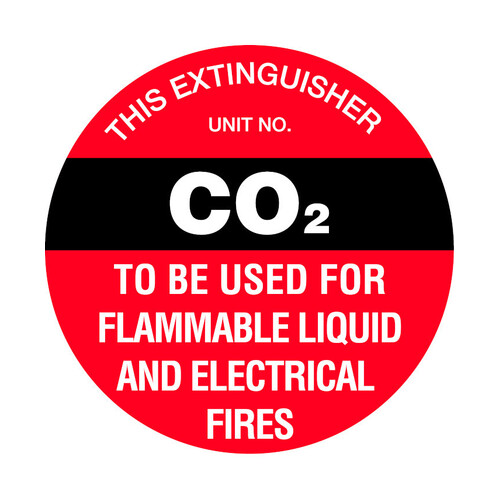 WORKWEAR, SAFETY & CORPORATE CLOTHING SPECIALISTS - 225x225mm - Poly - Off Wall - Fire Extinguisher Marker - CO2 (Black)