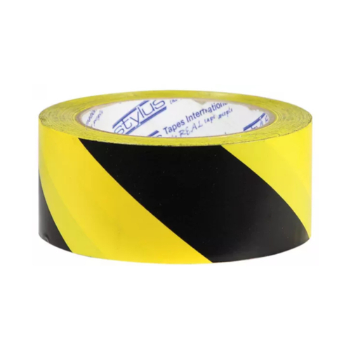 WORKWEAR, SAFETY & CORPORATE CLOTHING SPECIALISTS 50mm x 30m - Heavy Duty Permastripe Aisle Marking - Black/Yellow