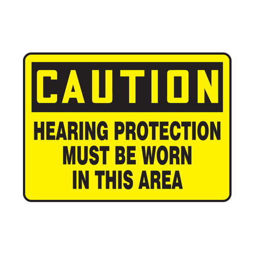 WORKWEAR, SAFETY & CORPORATE CLOTHING SPECIALISTS - 180x240mm - Poly - Luminous - Hearing Protection Must Be Worn In This Area