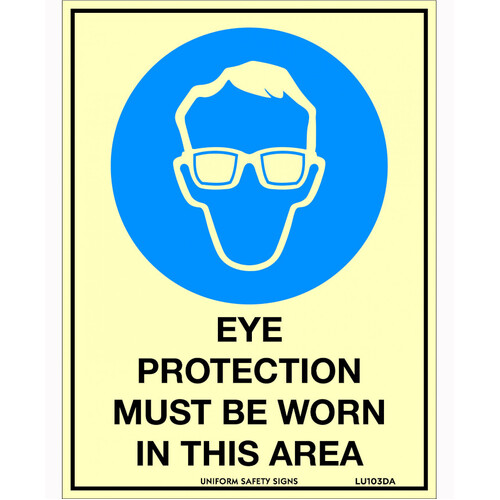 WORKWEAR, SAFETY & CORPORATE CLOTHING SPECIALISTS - 180x240mm - Self Adhesive - Luminous - Eye Protection Must Be Worn In This Area