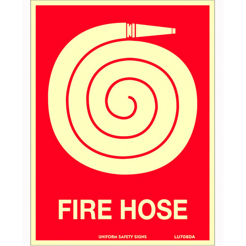 WORKWEAR, SAFETY & CORPORATE CLOTHING SPECIALISTS 180x240mm - Self Adhesive - Luminous - Fire Hose (With Picto)