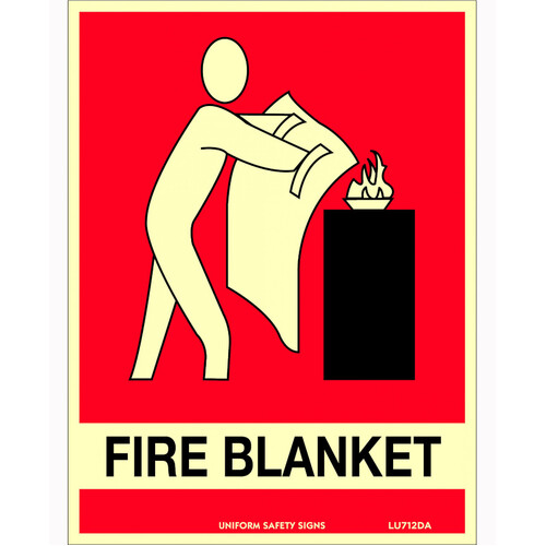 WORKWEAR, SAFETY & CORPORATE CLOTHING SPECIALISTS - 180x240mm - Self Adhesive - Luminous - Fire Blanket (With Picto)