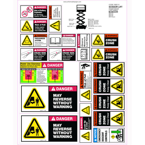 WORKWEAR, SAFETY & CORPORATE CLOTHING SPECIALISTS - 380x500mm - Machinery Sticker Sets - Scissor Lift (20 decals per sheet)