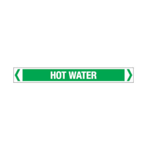 WORKWEAR, SAFETY & CORPORATE CLOTHING SPECIALISTS - 50x400mm - Self Adhesive Pipe Markers - Pkt of 10 - Hot Water