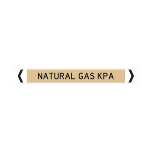 WORKWEAR, SAFETY & CORPORATE CLOTHING SPECIALISTS - 50x400mm - Self Adhesive Pipe Markers - Pkt of 10 - Natural Gas kPa