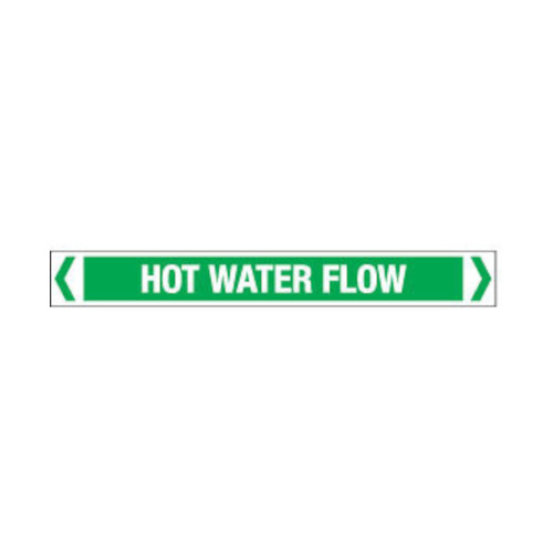 WORKWEAR, SAFETY & CORPORATE CLOTHING SPECIALISTS - 50x400mm - Self Adhesive Pipe Markers - Pkt of 10 - Hot Water Flow