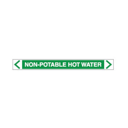 WORKWEAR, SAFETY & CORPORATE CLOTHING SPECIALISTS - 50x400mm - Self Adhesive Pipe Markers - Pkt of 10 - Non Potable Hot Water