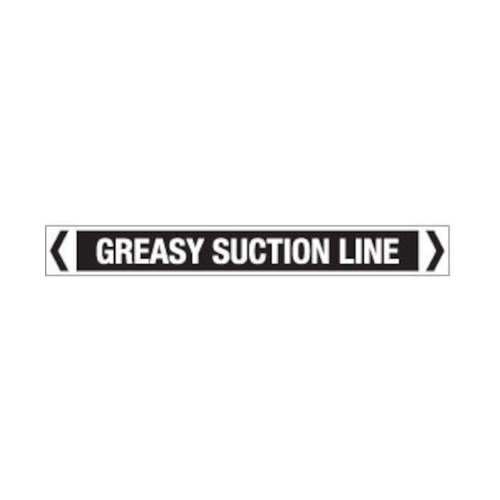 WORKWEAR, SAFETY & CORPORATE CLOTHING SPECIALISTS - 50x400mm - Self Adhesive Pipe Markers - Pkt of 10 - Greasy Suction Line