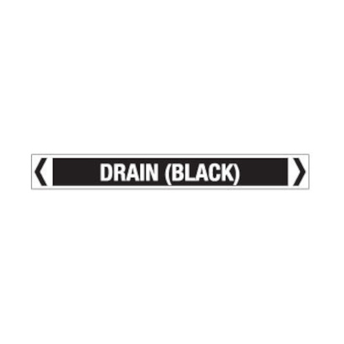 WORKWEAR, SAFETY & CORPORATE CLOTHING SPECIALISTS - 50x400mm - Self Adhesive Pipe Markers - Pkt of 10 - Drain (Black)