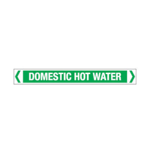 WORKWEAR, SAFETY & CORPORATE CLOTHING SPECIALISTS - 30x380mm - Self Adhesive Pipe Markers - Pkt of 10 - Domestic Hot Water