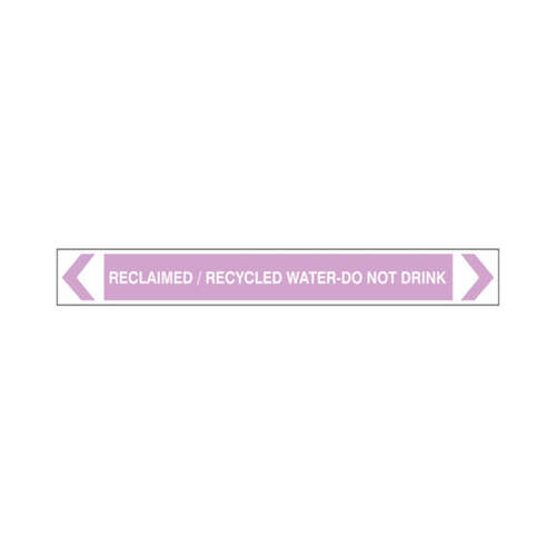 WORKWEAR, SAFETY & CORPORATE CLOTHING SPECIALISTS - 30x380mm - Self Adhesive Pipe Markers - White/Lilac - Pkt of 10 - Recycled Water Do Not Drink