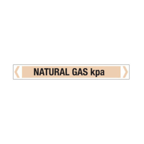 WORKWEAR, SAFETY & CORPORATE CLOTHING SPECIALISTS - 30x380mm - Self Adhesive Pipe Markers - Pkt of 10 - Natural Gas kPa