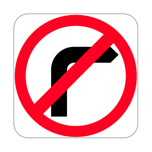WORKWEAR, SAFETY & CORPORATE CLOTHING SPECIALISTS DISCONTINUED - 750x750mm - Aluminium, Class 1 - No Right Turn Symbol in Roundel (Braced)