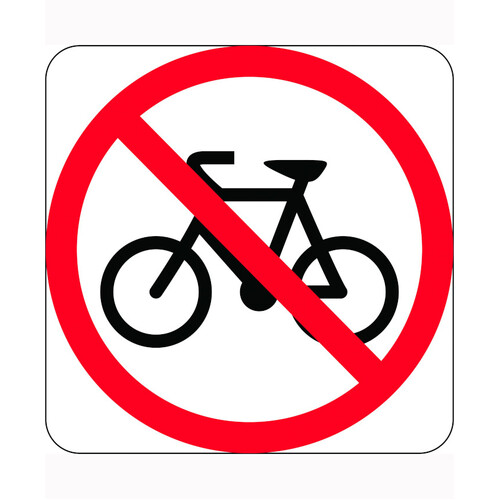 WORKWEAR, SAFETY & CORPORATE CLOTHING SPECIALISTS - 600x600mm - Class 1 Aluminium - Bicycles Prohibited