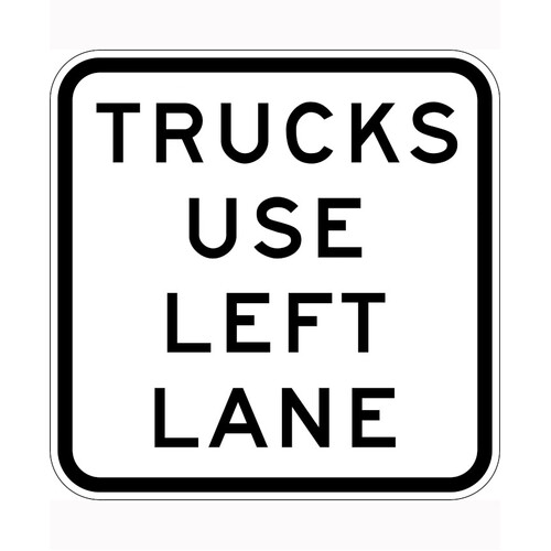 WORKWEAR, SAFETY & CORPORATE CLOTHING SPECIALISTS 900x900mm - Class 1 - Aluminium - Trucks Use Left Lane