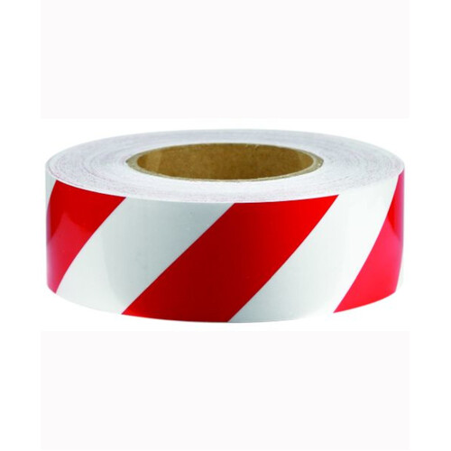 WORKWEAR, SAFETY & CORPORATE CLOTHING SPECIALISTS 50mm x 5mtr - Class 2 Reflective Tape - Red and White