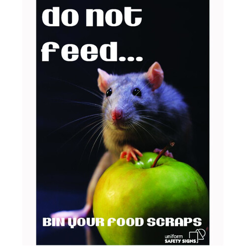 WORKWEAR, SAFETY & CORPORATE CLOTHING SPECIALISTS A3 Laminated Safety Poster - Do Not Feed, Bin Your Food Scraps
