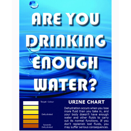 WORKWEAR, SAFETY & CORPORATE CLOTHING SPECIALISTS - A3 Laminated Safety Poster - Dehydration Chart, Are You Drinking Enough Water?