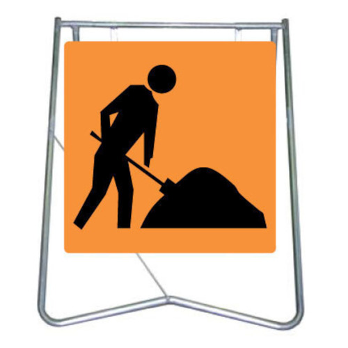 WORKWEAR, SAFETY & CORPORATE CLOTHING SPECIALISTS - 600x600mm - Class 1 - Swing Stand and Sign - Symbolic Worker