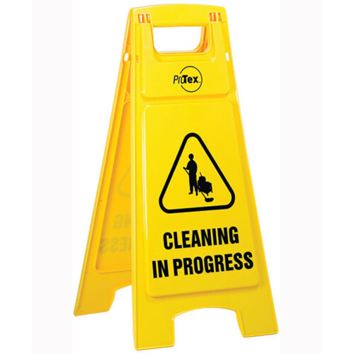 WORKWEAR, SAFETY & CORPORATE CLOTHING SPECIALISTS - Premium Plastic Sign Stand - Double Sided - Cleaning in Progress