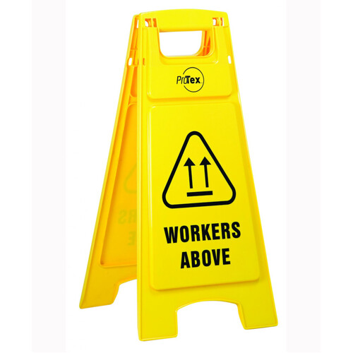 WORKWEAR, SAFETY & CORPORATE CLOTHING SPECIALISTS - Premium Plastic Sign Stand - Double Sided - Workers Above